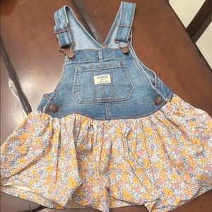 OshKosh B'gosh Denim Floral Jumper Dress - Blue and Yellow